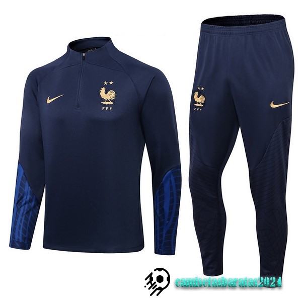 Replicas Conjunto Completo Sudadera Entrenamiento Niños Francia 2022 Azul III Marino