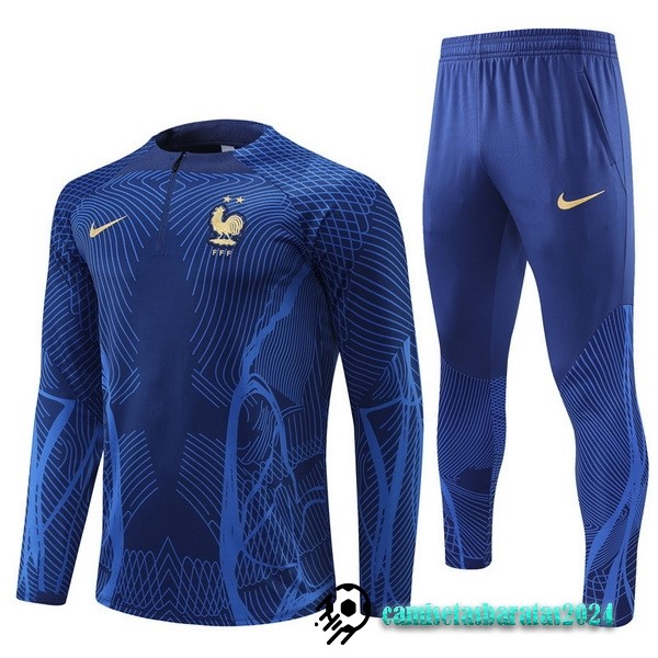 Replicas Conjunto Completo Sudadera Entrenamiento Niños Francia 2022 Azul I Marino