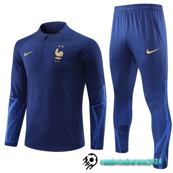 Replicas Conjunto Completo Sudadera Entrenamiento Niños Francia 2022 Azul Marino