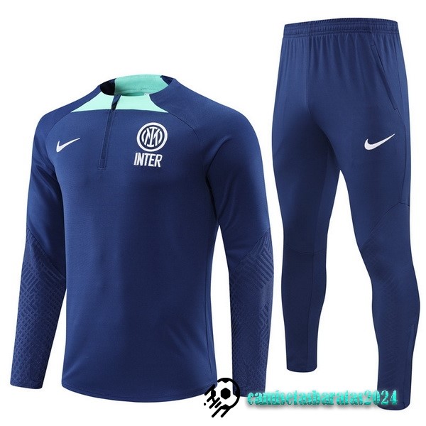 Replicas Conjunto Completo Sudadera Entrenamiento Niños Inter Milán 2022 2023 Azul