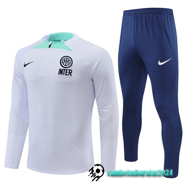 Replicas Conjunto Completo Sudadera Entrenamiento Niños Inter Milán 2022 2023 Blanco Azul