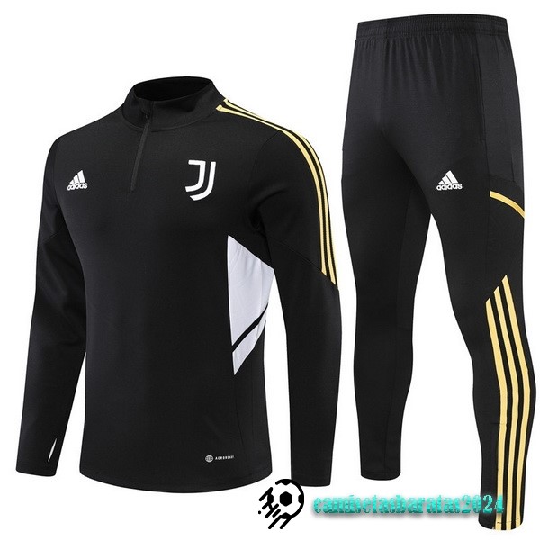 Replicas Conjunto Completo Sudadera Entrenamiento Niños Juventus 2022 2023 Negro I Blanco