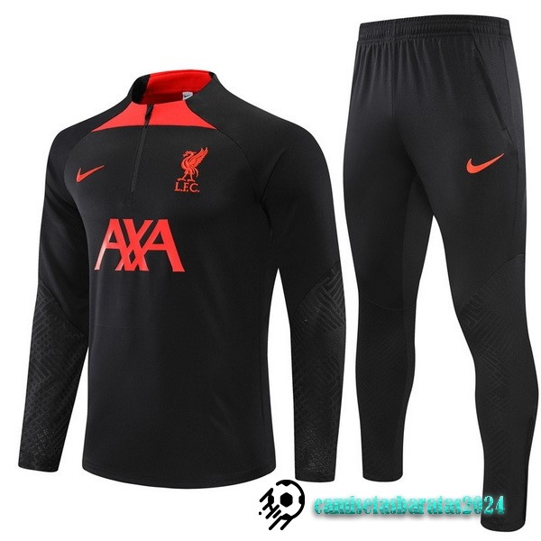 Replicas Conjunto Completo Sudadera Entrenamiento Niños Liverpool 2022 2023 Negro