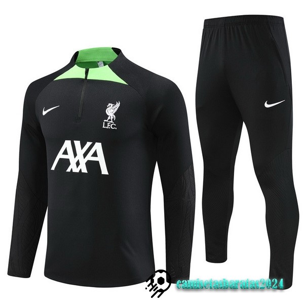 Replicas Conjunto Completo Sudadera Entrenamiento Niños Liverpool 2022 2023 Negro Verde