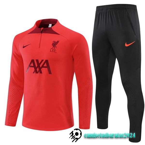 Replicas Conjunto Completo Sudadera Entrenamiento Niños Liverpool 2022 2023 Rojo Negro