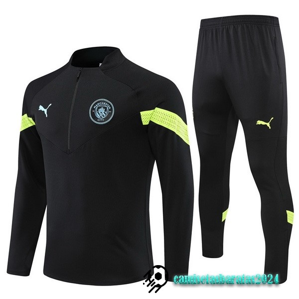 Replicas Conjunto Completo Sudadera Entrenamiento Niños Manchester City 2022 2023 Negro I Verde