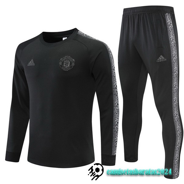 Replicas Conjunto Completo Sudadera Entrenamiento Niños Manchester United 2022 2023 II Negro