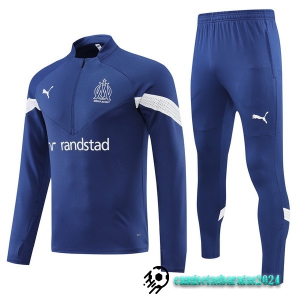 Replicas Conjunto Completo Sudadera Entrenamiento Niños Marsella 2022 2023 Azul Blanco