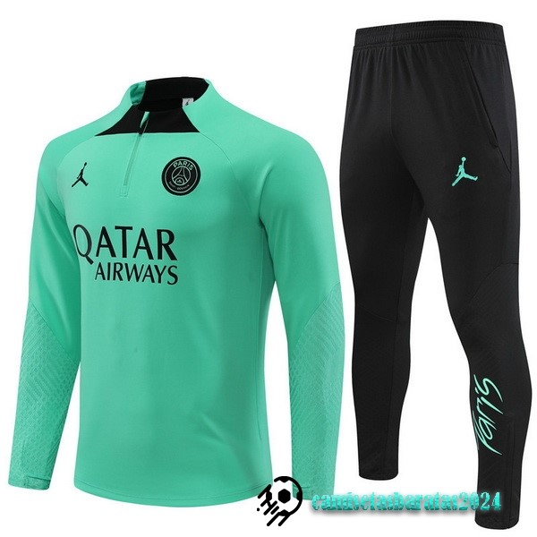 Replicas Conjunto Completo Sudadera Entrenamiento Niños Paris Saint Germain 2022 2023 Verde Negro