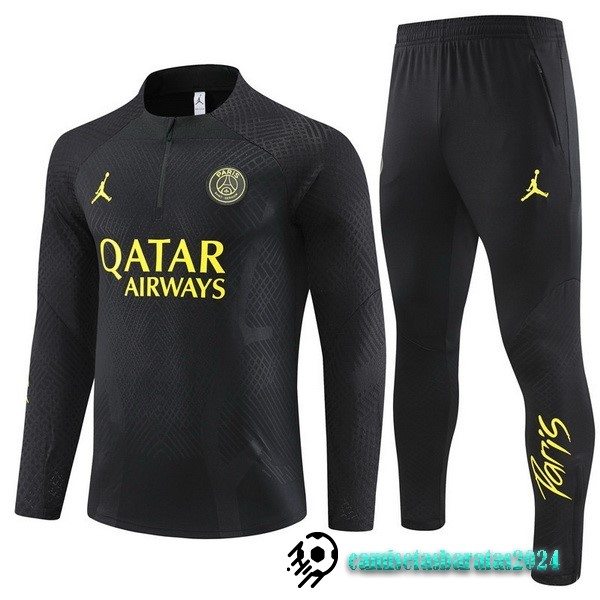 Replicas Conjunto Completo Sudadera Entrenamiento Niños Paris Saint Germain 2023 2024 Negro I Amarillo