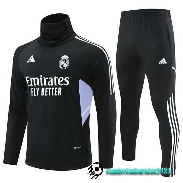 Replicas Conjunto Completo Sudadera Entrenamiento Niños Real Madrid 2022 2023 Negro Purpura