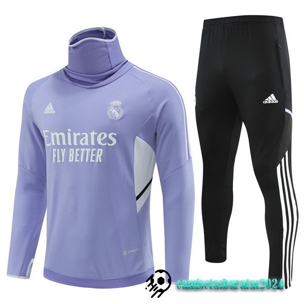 Replicas Conjunto Completo Sudadera Entrenamiento Niños Real Madrid 2022 2023 Purpura I Negro