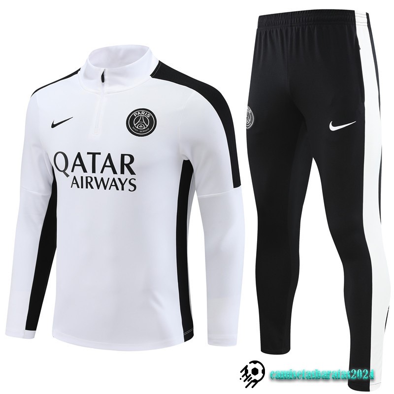 Replicas Conjunto Completo Sudadera Entrenamiento Paris Saint Germain Niños 2023 2024 Blanco Negro