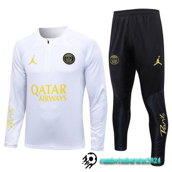 Replicas Conjunto Completo Sudadera Entrenamiento Paris Saint Germain Niños 2023 2024 Blanco Negro Amarillo