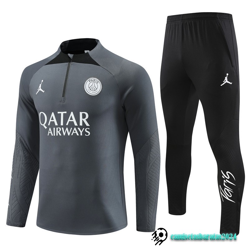 Replicas Conjunto Completo Sudadera Entrenamiento Paris Saint Germain Niños 2023 2024 Gris Negro