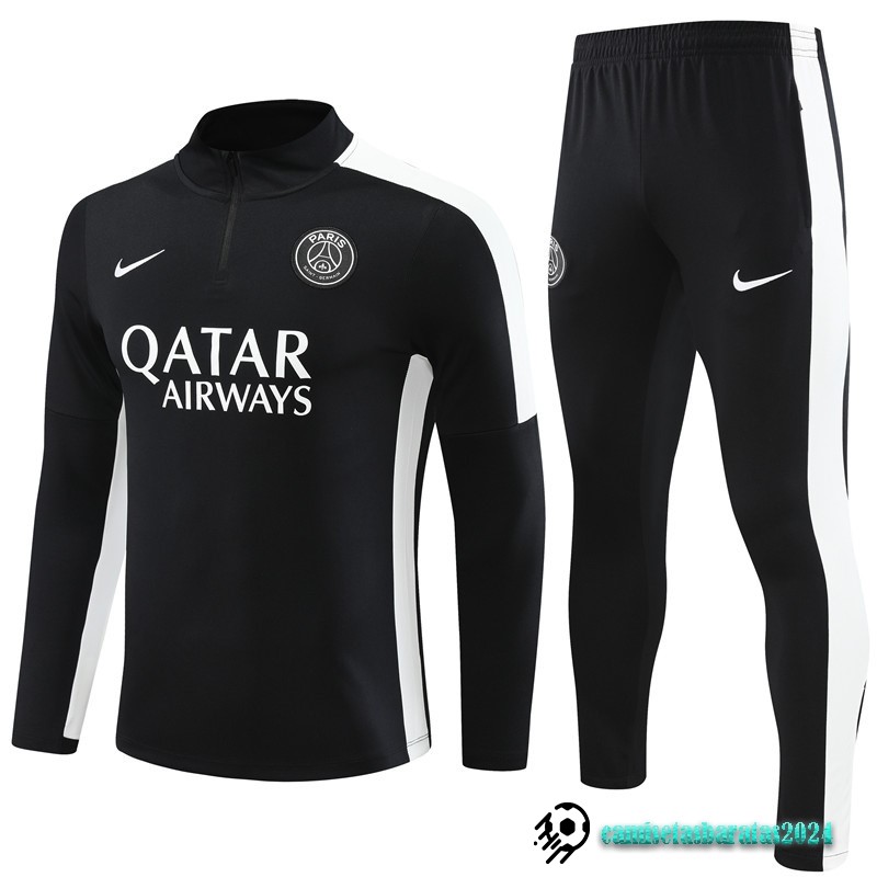 Replicas Conjunto Completo Sudadera Entrenamiento Paris Saint Germain Niños 2023 2024 Negro Blanco