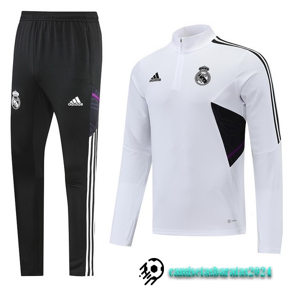 Replicas Conjunto Completo Sudadera Entrenamiento Real Madrid 2022 2023 Negro Blanco