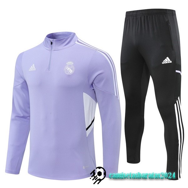 Replicas Conjunto Completo Sudadera Entrenamiento Real Madrid 2022 2023 Purpura Negro