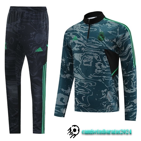 Replicas Conjunto Completo Sudadera Entrenamiento Real Madrid 2022 2023 Verde Gris