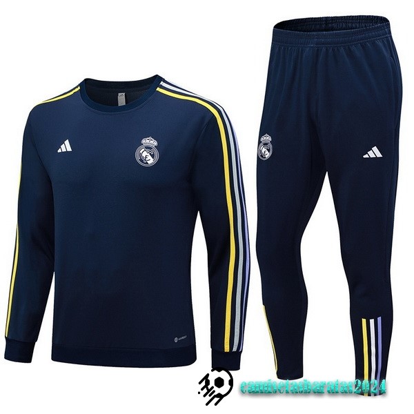 Replicas Conjunto Completo Sudadera Entrenamiento Real Madrid 2023 2024 Azul Marino