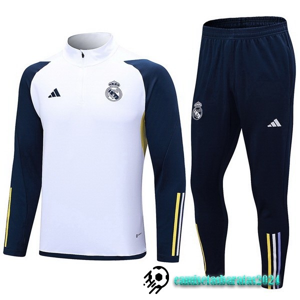 Replicas Conjunto Completo Sudadera Entrenamiento Real Madrid 2023 2024 Blanco I Azul