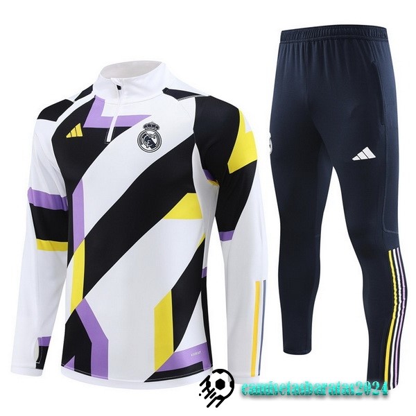 Replicas Conjunto Completo Sudadera Entrenamiento Real Madrid 2023 2024 Blanco Purpura Azul