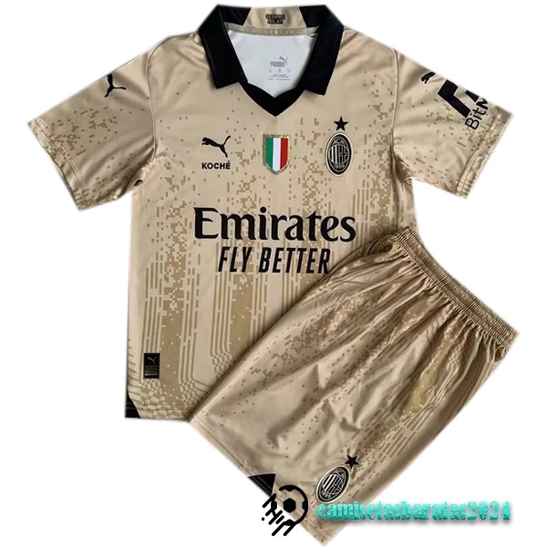 Replicas Conjunto De Niños AC Milan 2023 2024 Amarillo