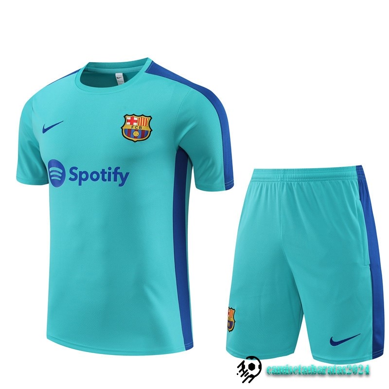 Replicas Entrenamiento Conjunto Completo Barcelona Niños 2023 2024 Verde Azul