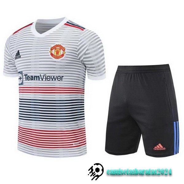 Replicas Entrenamiento Conjunto Completo Manchester United 2022 2023 Blanco Negro