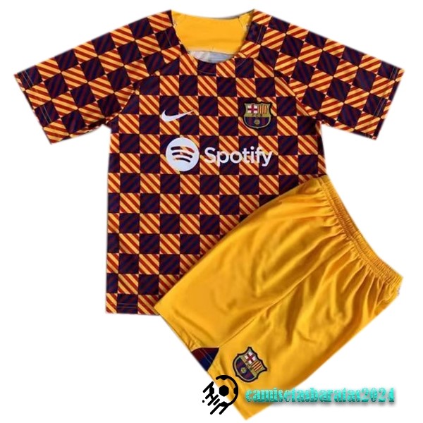 Replicas Entrenamiento Conjunto Completo Niños Barcelona 2023 2024 Naranja Amarillo