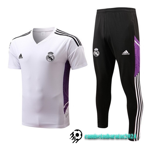 Replicas Entrenamiento Conjunto Completo Niños Real Madrid 2022 2023 Blanco Negro Purpura