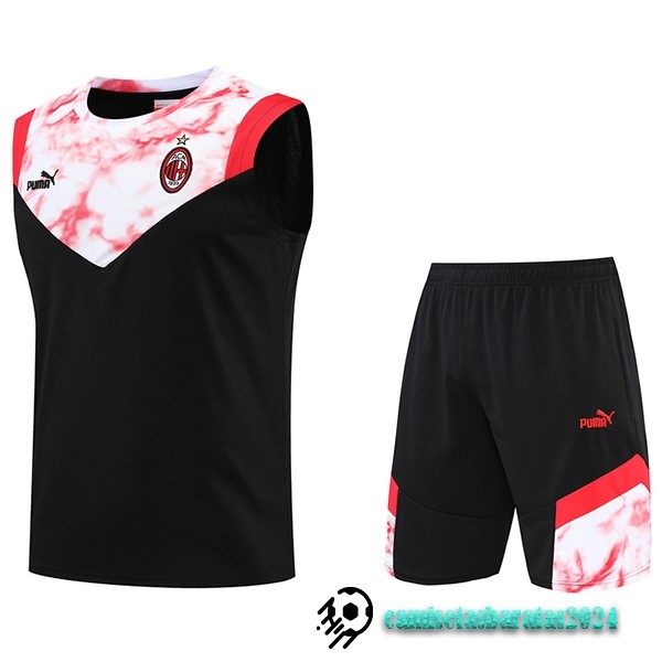 Replicas Entrenamiento Sin Mangas Conjunto Completo AC Milan 2022 2023 Negro Rojo