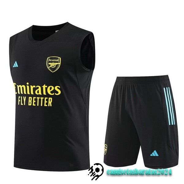 Replicas Entrenamiento Sin Mangas Conjunto Completo Arsenal 2023 2024 Negro Amarillo