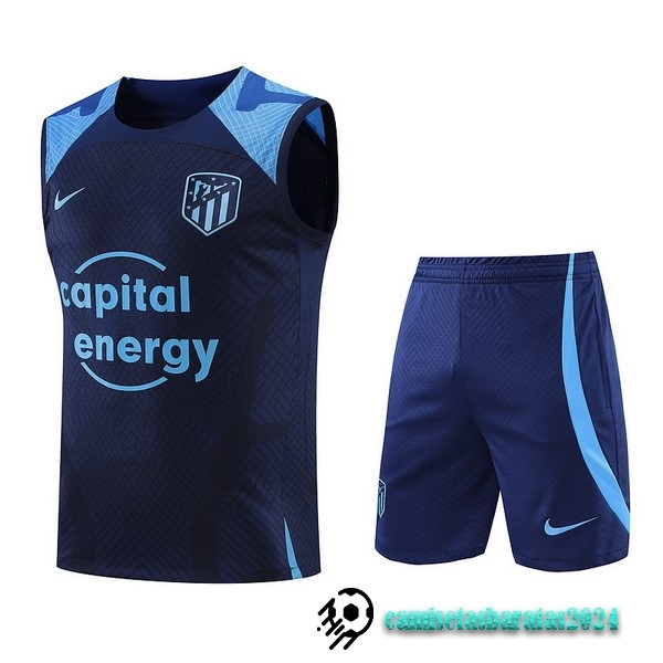 Replicas Entrenamiento Sin Mangas Conjunto Completo Atlético Madrid 2022 2023 Azul Marino