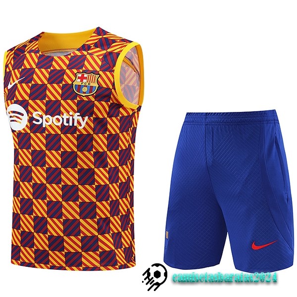 Replicas Entrenamiento Sin Mangas Conjunto Completo Barcelona 2023 2024 Naranja Azul