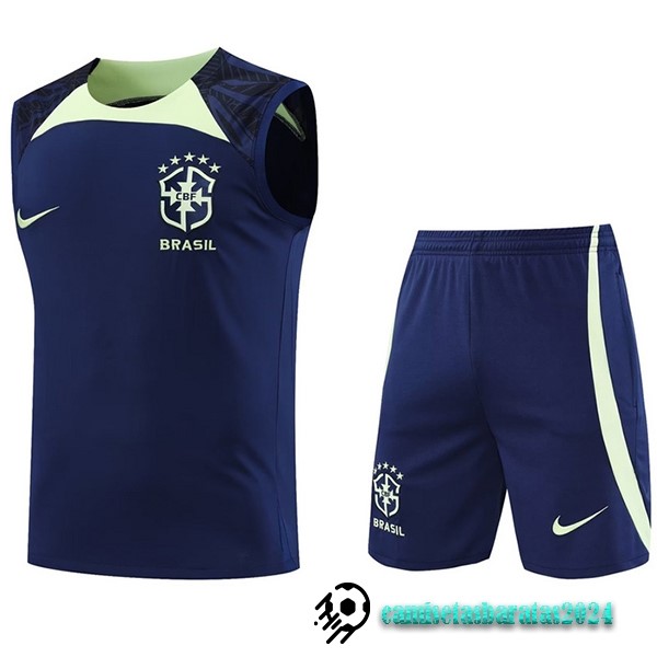 Replicas Entrenamiento Sin Mangas Conjunto Completo Brasil 2022 Azul Marino II Verde