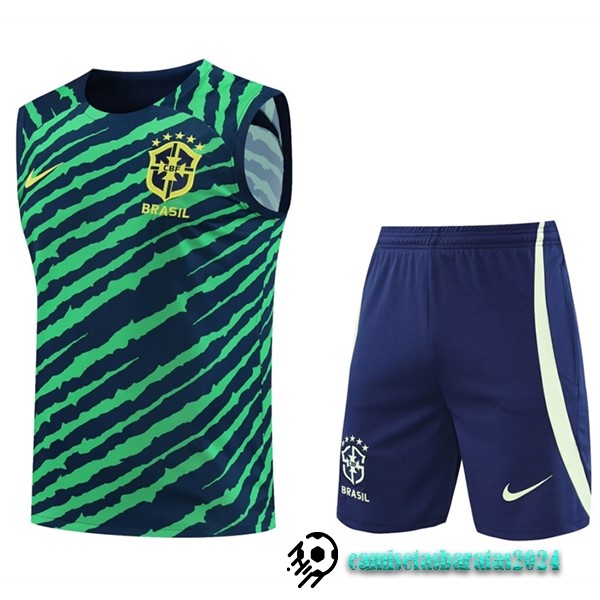 Replicas Entrenamiento Sin Mangas Conjunto Completo Brasil 2022 Verde Azul Marino