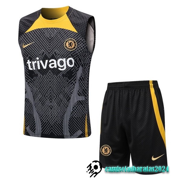 Replicas Entrenamiento Sin Mangas Conjunto Completo Chelsea 2022 2023 Negro I Amarillo