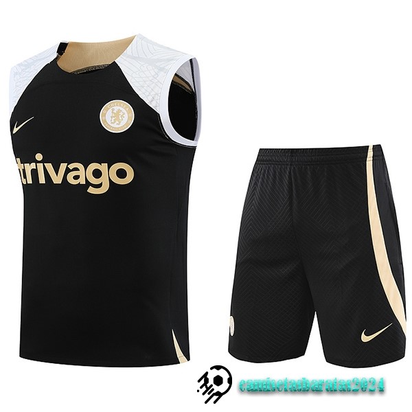 Replicas Entrenamiento Sin Mangas Conjunto Completo Chelsea 2023 2024 Negro Blanco