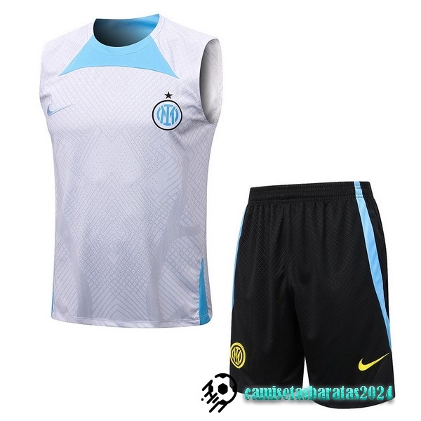 Replicas Entrenamiento Sin Mangas Conjunto Completo Inter Milán 2022 2023 Blanco Azul