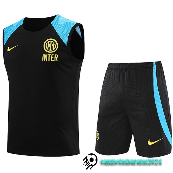 Replicas Entrenamiento Sin Mangas Conjunto Completo Inter Milán 2023 2024 Negro Azul