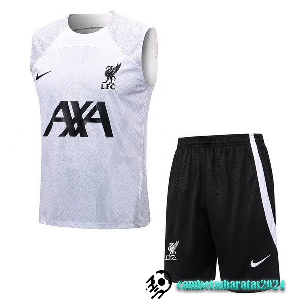 Replicas Entrenamiento Sin Mangas Conjunto Completo Liverpool 2022 2023 Blanco Gris Negro