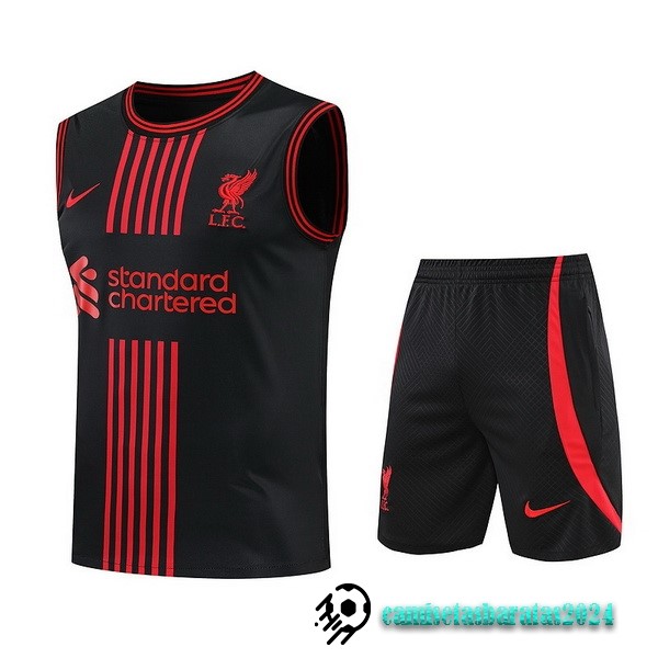 Replicas Entrenamiento Sin Mangas Conjunto Completo Liverpool 2022 2023 Negro II Rojo