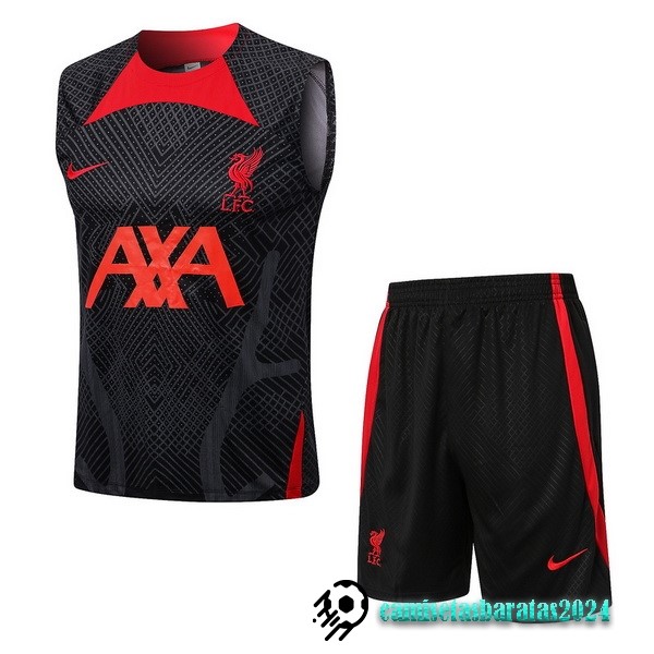 Replicas Entrenamiento Sin Mangas Conjunto Completo Liverpool 2022 2023 Negro Rojo