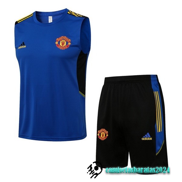 Replicas Entrenamiento Sin Mangas Conjunto Completo Manchester United 2022 2023 Azul Negro