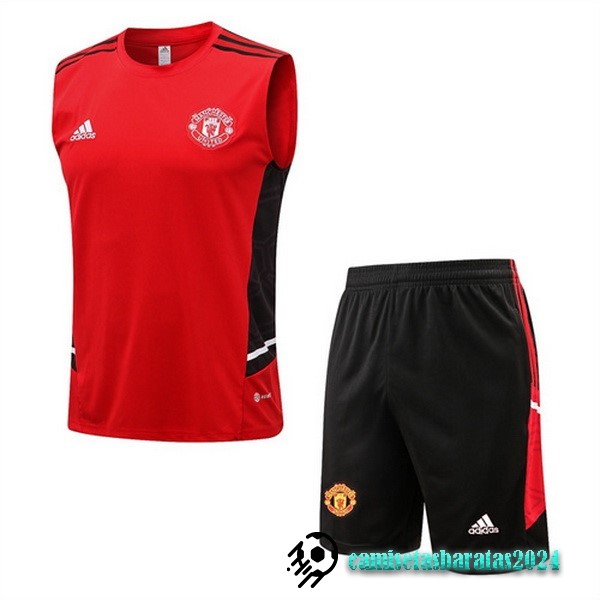 Replicas Entrenamiento Sin Mangas Conjunto Completo Manchester United 2022 2023 Rojo III Negro