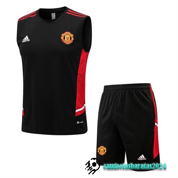 Replicas Entrenamiento Sin Mangas Conjunto Completo Manchester United 2022 2023 Rojo II Negro