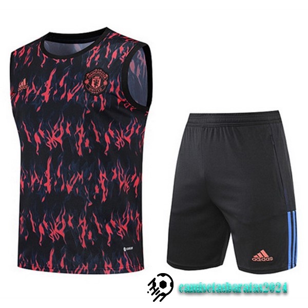 Replicas Entrenamiento Sin Mangas Conjunto Completo Manchester United 2022 2023 Rojo I Negro