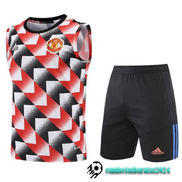 Replicas Entrenamiento Sin Mangas Conjunto Completo Manchester United 2022 2023 Rojo Negro