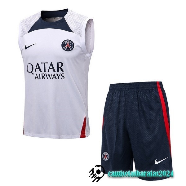 Replicas Entrenamiento Sin Mangas Conjunto Completo Paris Saint Germain 2022 2023 Blanco Azul